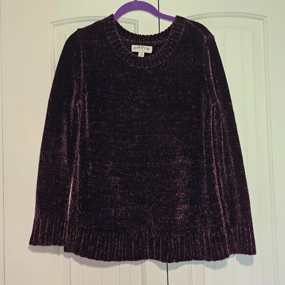 Women's Orvis Dark‎ Purple Chenille Long Sleeve Knit Pullover Sweater Size Small - Picture 1 of 6